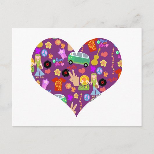 Groovy 60er Lila Liebe Postkarte (Vorderseite)