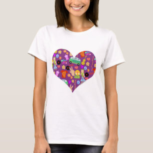 Groovy 60er lila Liebe T-Shirt