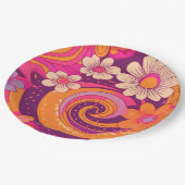 Groovy-60er Muster Pappteller (Schrägansicht)