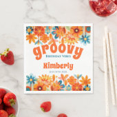 Groovy 60's Vibe Floral Retro Geburtstag Serviette (Beispiel)