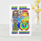 Groovy 65. Geburtstag - Hippy Birthday Karte (Gelbe Blume)
