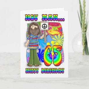 Groovy 65. Geburtstag - Hippy Birthday Karte