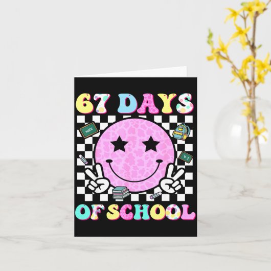 Groovy 67 Days Of School Smile Face Teacher Kids W Karte (Gelbe Blume)