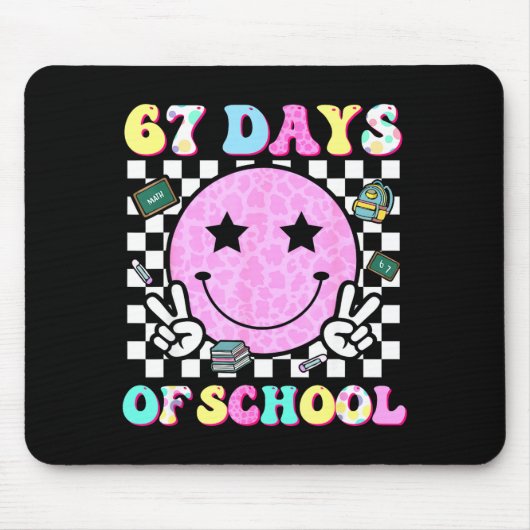 Groovy 67 Days Of School Smile Face Teacher Kids W Mousepad (Vorne)