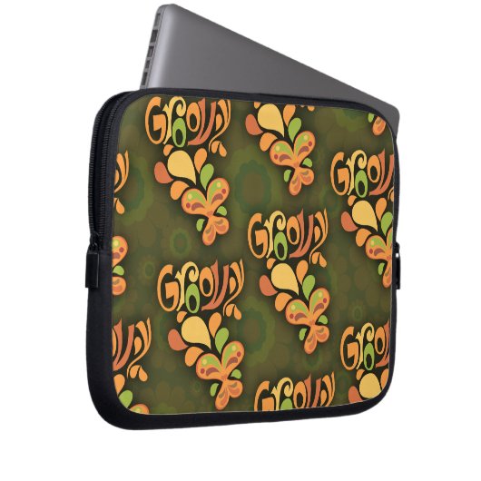 Groovy 6ties Butterflies Muster Retro Design Laptopschutzhülle (Vorne Rechts)