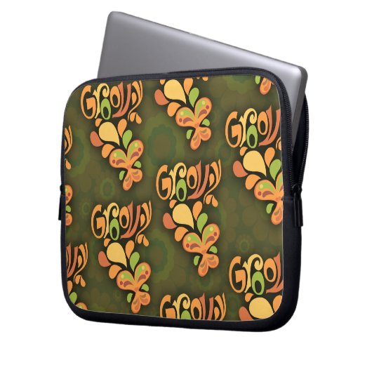 Groovy 6ties Butterflies Muster Retro Design Laptopschutzhülle (Vorderseite Links)
