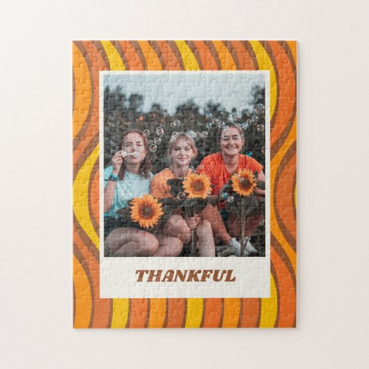 Groovy 70er Autumn Orange Brown Custom Foto Puzzle (Vertikal)