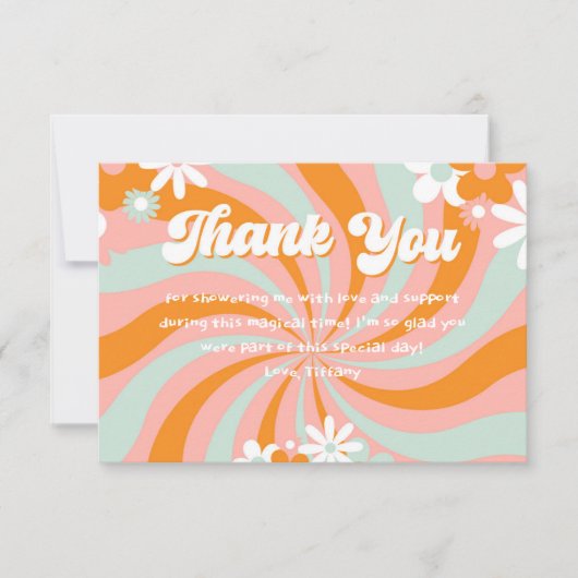 Groovy 70er Baby Shower Vielen Dank Dankeskarte (Vorderseite)