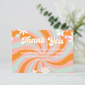 Groovy 70er Baby Shower Vielen Dank Dankeskarte (Stehend Vorderseite)