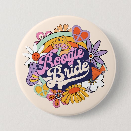 Groovy 70er Bachelorette Boogie Bride ID929 Button (Vorderseite)