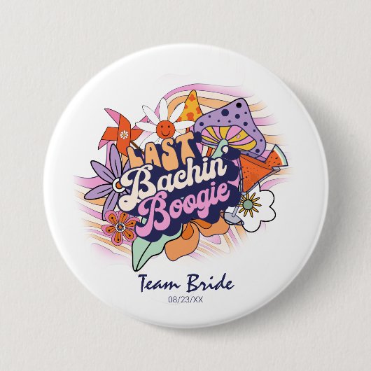 Groovy 70er Bachelorette Boogie Team Bride ID929 Button (Vorderseite)