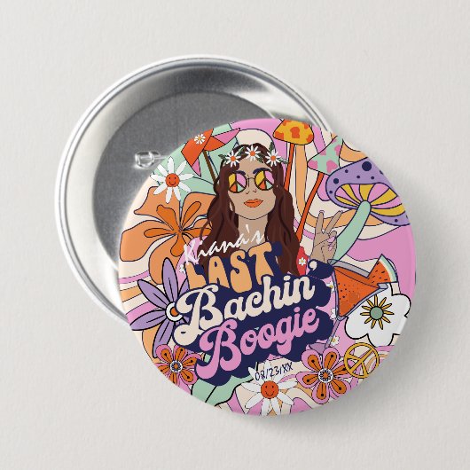 Groovy 70er Bachelorette Last Bachin' Boogie ID929 Button (Vorne & Hinten)