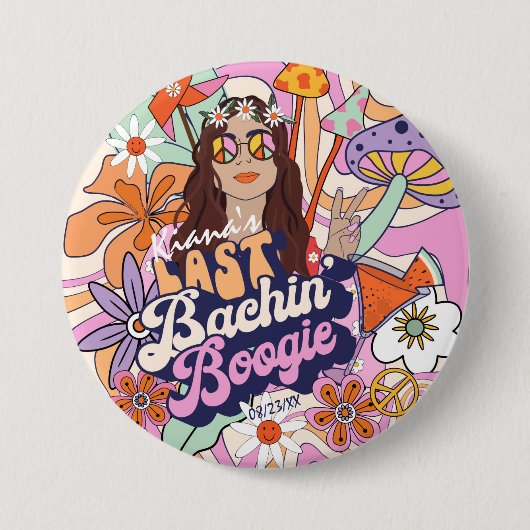 Groovy 70er Bachelorette Last Bachin' Boogie ID929 Button (Vorderseite)