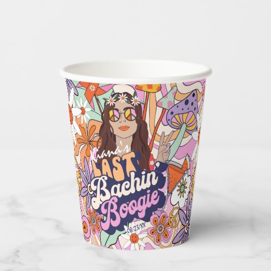 Groovy 70er Bachelorette Last Bachin' Boogie ID929 Pappbecher (Rückseite)