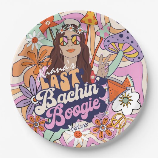 Groovy 70er Bachelorette Last Bachin' Boogie ID929 Pappteller (Vorderseite)