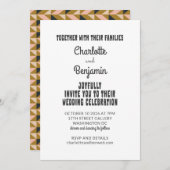 Groovy 70er Black Gold All-in-One Retro-Hochzeit Einladung (Vorne/Hinten)