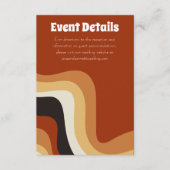 Groovy 70er Burnt Orange Boho Veranstaltungsdetail Begleitkarte (Vorderseite)
