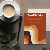 Groovy 70er Burnt Orange Boho Veranstaltungsdetail Begleitkarte