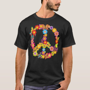 Groovy 70er Butterfly Peace Symbol Shirt Retro Cos