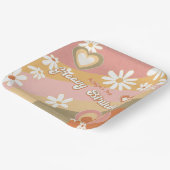 Groovy 70er Daisy Blume Herzrasen Rainbow Birthday Pappteller (Gewinkelt)