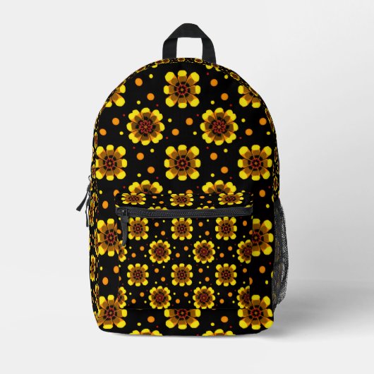 Groovy 70er Daisy Flower Power Muster Bedruckter Rucksack (Vorderseite)