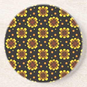 Groovy 70er Daisy Flower Power Muster Getränkeuntersetzer
