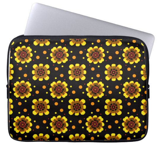 Groovy 70er Daisy Flower Power Muster Laptopschutzhülle (Vorderseite)