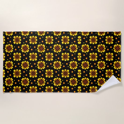 Groovy 70er Daisy Flower Power Muster Strandtuch (Vorderseite)