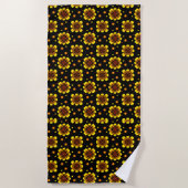 Groovy 70er Daisy Flower Power Muster Strandtuch (Vorderseite)