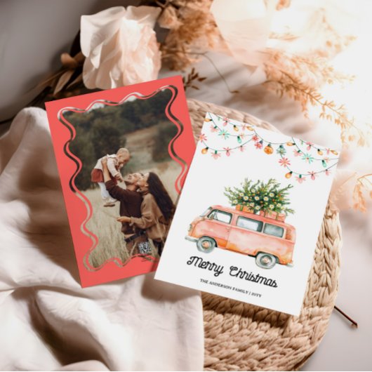 Groovy 70er Foto Weihnachtskarte Feiertagskarte