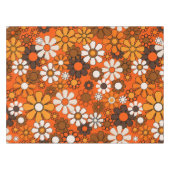 Groovy 70er Herbst Retro Blumenmuster Orange Tischdecke (Vorderseite (Horizontal))