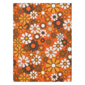 Groovy 70er Herbst Retro Blumenmuster Orange Tischdecke (Vorderseite)