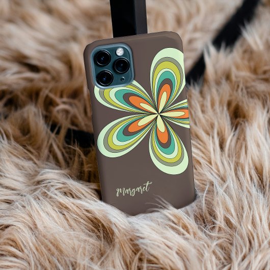 Groovy 70er Hippie Blume Brown Retro Daisy Name Case-Mate iPhone Hülle