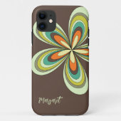 Groovy 70er Hippie Blume Brown Retro Daisy Name Case-Mate iPhone Hülle (Rückseite)