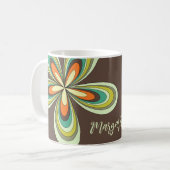 Groovy 70er Hippie Blume Brown Retro Daisy Name Kaffeetasse (Vorderseite Links)
