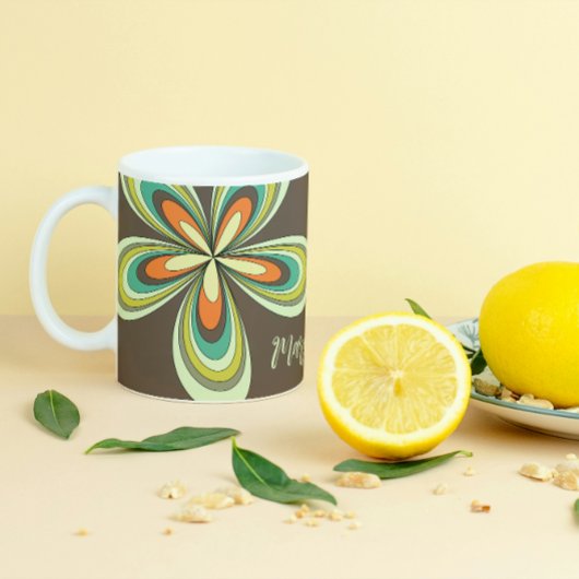 Groovy 70er Hippie Blume Brown Retro Daisy Name Kaffeetasse