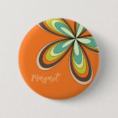 Groovy 70er Hippie Blume Orange Retro Daisy Name Button (Vorderseite)
