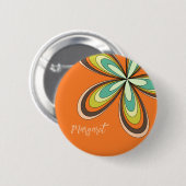 Groovy 70er Hippie Blume Orange Retro Daisy Name Button (Vorne & Hinten)