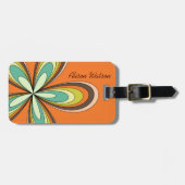 Groovy 70er Hippie Blume Orange Retro Daisy Name Gepäckanhänger (Vorderseite horizontal)