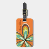 Groovy 70er Hippie Blume Orange Retro Daisy Name Gepäckanhänger (Vorderseite vertikal)