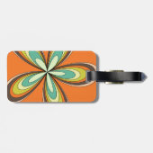 Groovy 70er Hippie Blume Orange Retro Daisy Name Gepäckanhänger (Rückseite horizontal)
