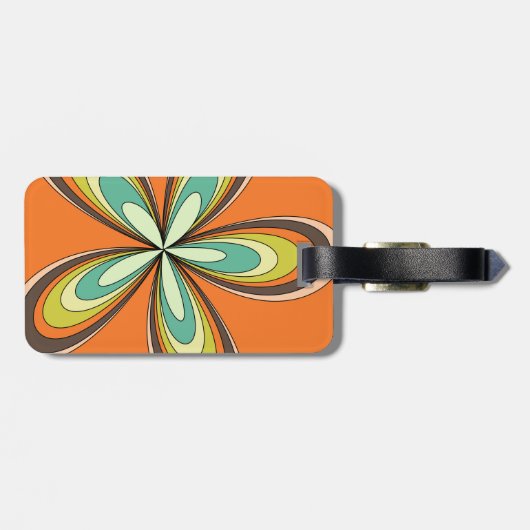 Groovy 70er Hippie Blume Orange Retro Daisy Name Gepäckanhänger (Rückseite horizontal)