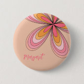 Groovy 70er Hippie Blume Peach Fuzz Daisy Name Button (Vorderseite)