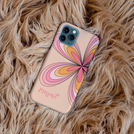 Groovy 70er Hippie Blume Peach Fuzz Daisy Name Case-Mate iPhone Hülle