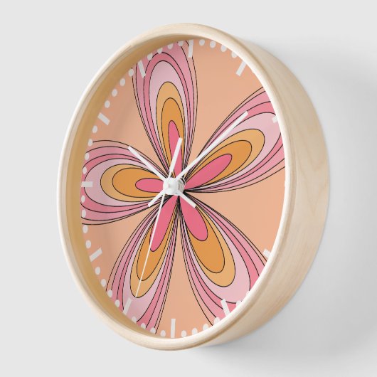 Groovy 70er Hippie Blume Peach Fuzz Retro Daisy Uhr (Winkel)