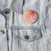 Groovy 70er Hippie-Blume Pfirsich Flaum Gänseblümc Button (Beispiel)