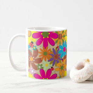 Groovy 70er Hippie Blumen Retro Flower Power Kaffeetasse
