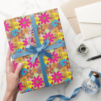 Groovy 70er Hippie Floral Retro Blume Power Geschenkpapier