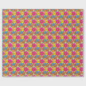 Groovy 70er Hippie Floral Retro Blume Power Geschenkpapier (Flach)