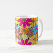 Groovy 70er Hippie Floral Retro Blume Power Kaffeetasse (VorderseiteRechts)